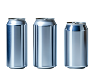a group of silver cans