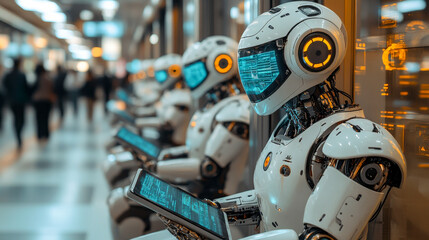 AI-Powered Robots Transforming Financial Transactions in a Modern Business Center