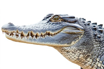 Obraz premium Close-up of crocodile head with sharp teeth and scales