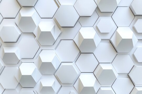 Seamless white hexagonal geometric pattern by origami paper in a 3D rendering
