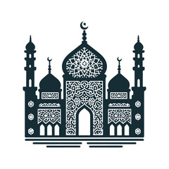 Islamic Mosque Silhouette Design Vector Illustration.