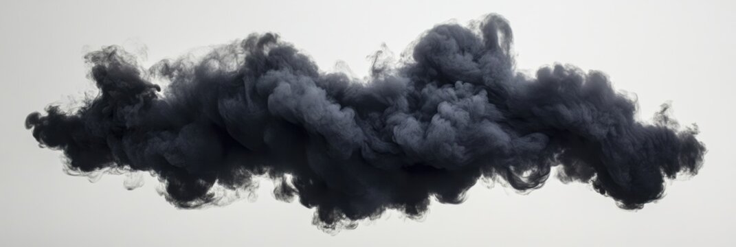 Thick black fog smoke on white background