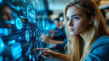 Dynamic Fintech Startup Collaboration with AI Interfaces in Modern Office Environment