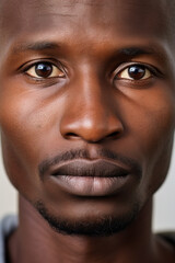 Obraz premium Portrait of a person of African ethnicity with bright facial features, an expression of warmth and confidence. Ethnic style culture.