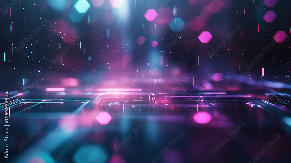 Poster a beauty futuristic abstract background in a high-tech style. shining lines and patterns resembling 