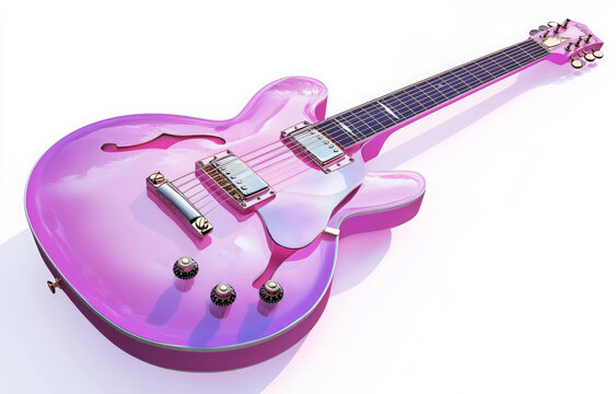 ilac guitar white background magenta. 