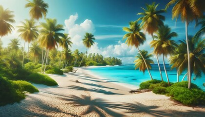 tropical beach with palm