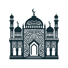 Islamic Mosque Silhouette Design Vector Illustration.