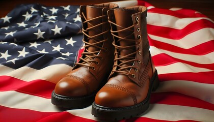 brown boots and american flag