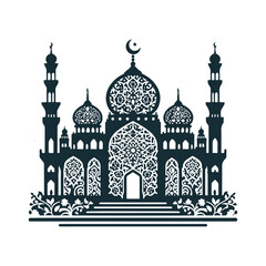 Islamic Mosque Silhouette Design Vector Illustration.
