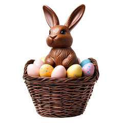 A chocolate bunny sitting