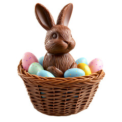 A chocolate bunny sitting