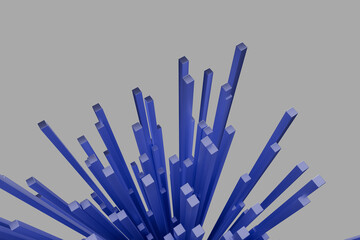 A blue and white image of a cityscape with tall buildings, 3d render illustration