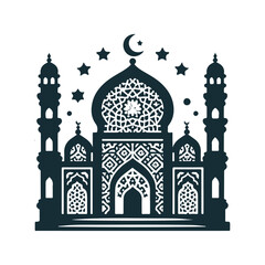 Islamic Mosque Silhouette Design Vector Illustration.
