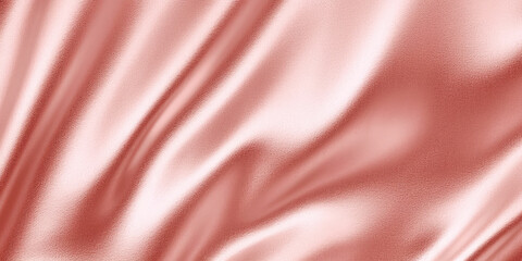 Flowing waves of rose gold satin fabric create an elegant and luxurious texture capturing light beautifully.