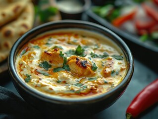 Fototapeta premium Delicious Indian Dip with Naan Bread