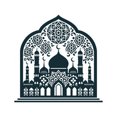 Intricate Islamic Mosque Silhouette Vector Art