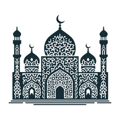Intricate Islamic Mosque Silhouette Vector Art