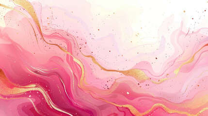 Swirling pink and gold patterns create a dynamic, flowing abstract art piece with elegant movement and vibrancy.