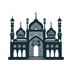 Intricate Islamic Mosque Silhouette Vector Art