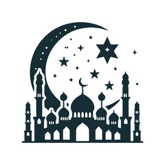 Intricate Islamic Mosque Silhouette Vector Art