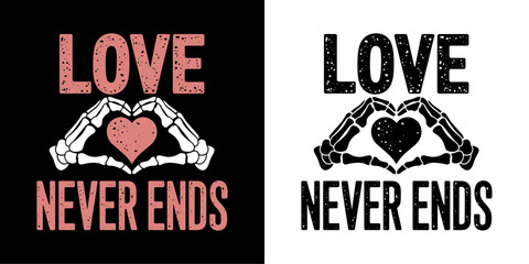 Skeleton hands making heart t-shirt vector design