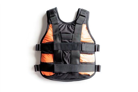 Orange and black weighted vest isolated on white