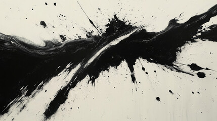 Abstract Black Ink Splash on White Background