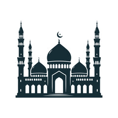 Islamic Mosque Silhouette Design Vector Illustration.