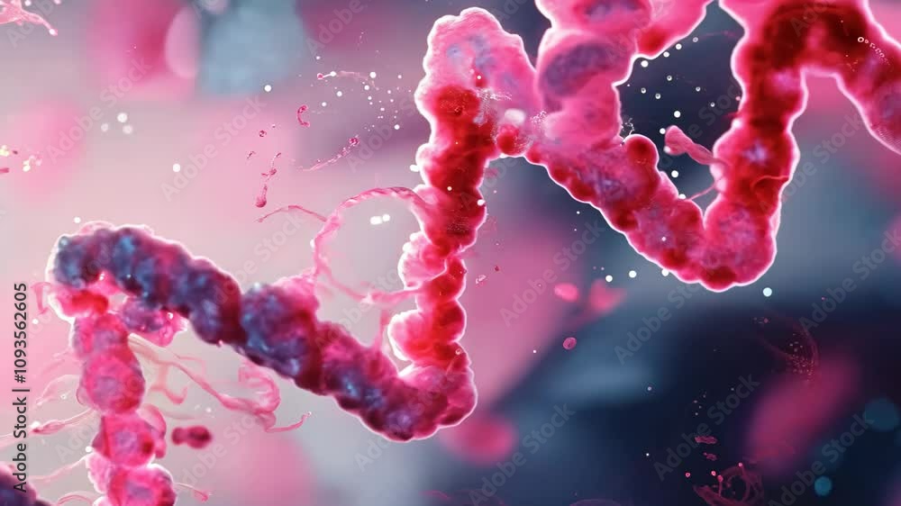 Poster a digital video depicting the process of gene editing with a double helix structure in a dynamic com