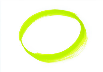 Green yellow highlighter marken pen circle draw. Isolated on white background.