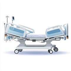 a hospital bed , health care element, flat icon design, soft pastel color, isolated on white background