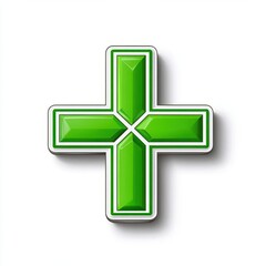 Obraz premium a medical cross logo, vector icon, modern geometric style, green and white, isolated on white background