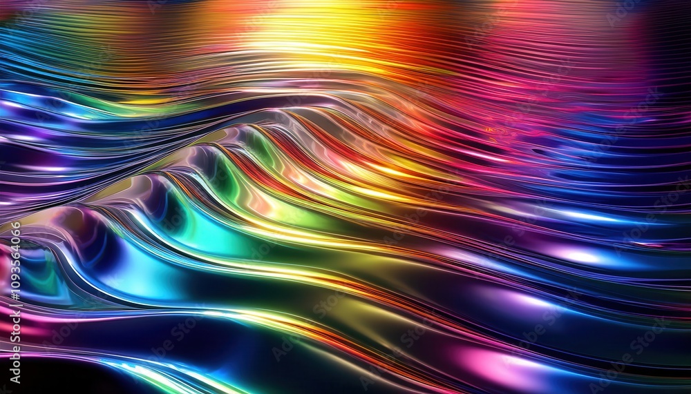 Poster Dynamic Chromatic Waves. Mesmerizing Display of Vivid, Fluid Color Transitions Perfect for Abstract Art, Digital Wallpaper, or Inspiring Creative Design Concepts in Modern Visual Media