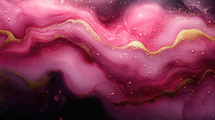 Abstract Pink and Gold Fluid Art