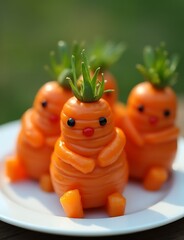 Les carottes ont une forme unique et amusante qui les rend visuellement attrayantes sur un plat ou dans un jardinet.