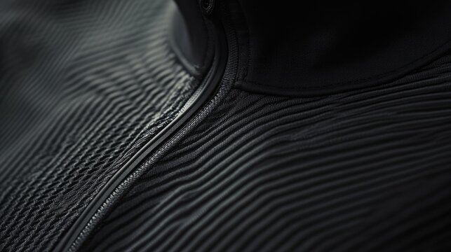 Close-up of textured black fabric with zipper.