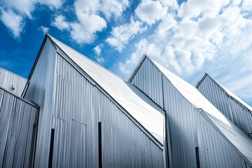 Fototapeta premium Unique modern architecture of industrial buildings under bright sky