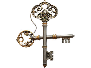 Obraz premium Ornate antique key with intricate details. A timeless symbol of mystery and access. white transparent background