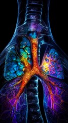 Obraz premium a close up of a person's lungs with a black background