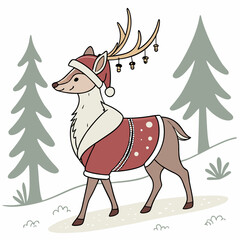 santa claus and deer
