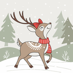 christmas reindeer and santa claus