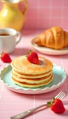 pancakes with raspberry jam and honey