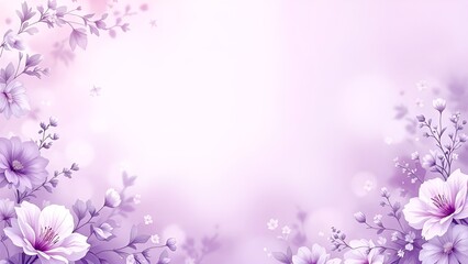 A light purple background with delicate floral patterns along the edges, creating an elegant and soft atmosphere for writing, backdrop for a wedding card, fashion photoshoot, product display