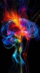 Obraz premium A colorful brain on a black background