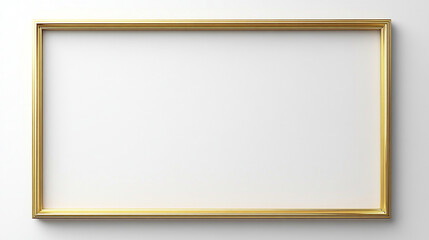 Fototapeta premium Elegant gold frame displaying a blank canvas on a simple white wall in a minimalist setting
