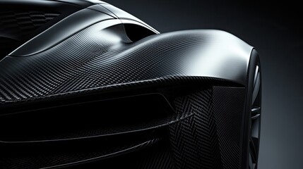 Sleek black sports car rear detail, carbon fiber.