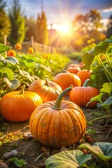 Fototapeta premium pumpkin harvest of different colors, shapes and textures on the farm, autumn harvest