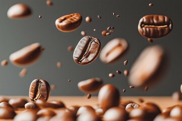 Falling coffee beans