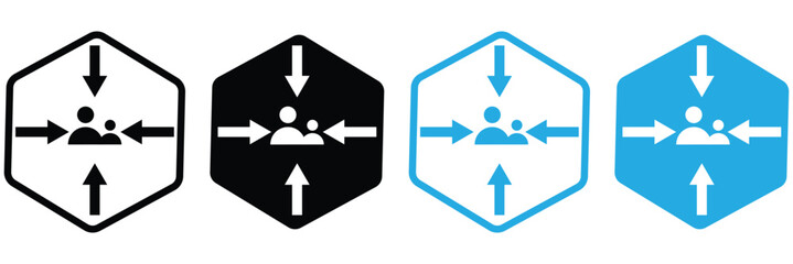 Meeting point icon set. Assembly point. meeting point arrow icon. vector illustration eps 10.